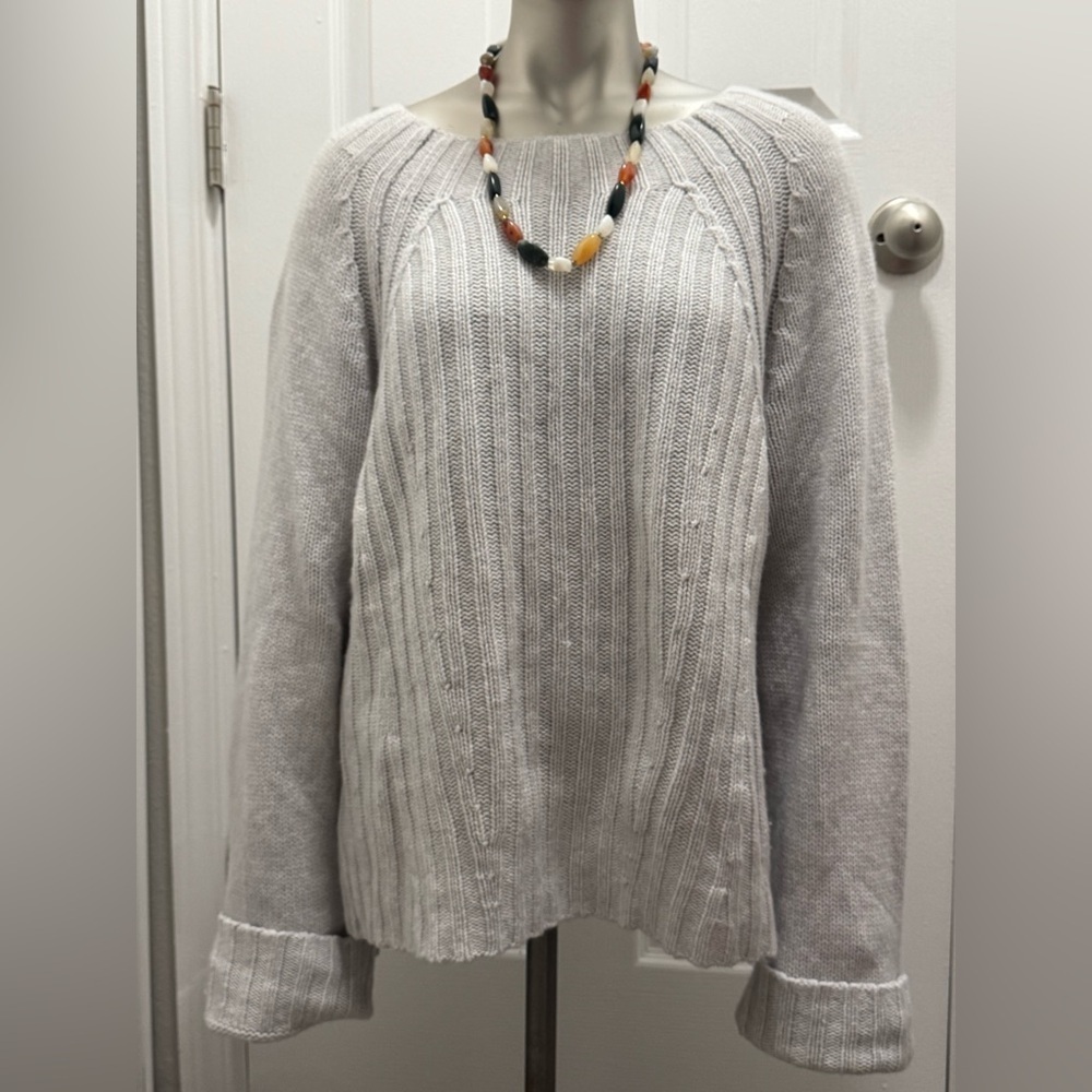 Vince Women’s Wool Cashmere Ribbed Knit Sweater Gray Size M - Picture 1 of 9